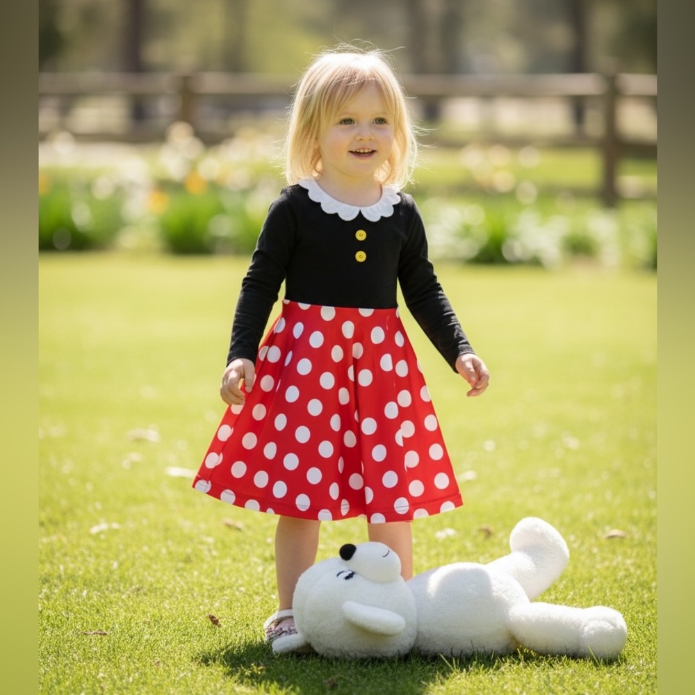 Tipsy Elves Girls small Minnie Mouse–Inspired Polka Dot Dress costume New